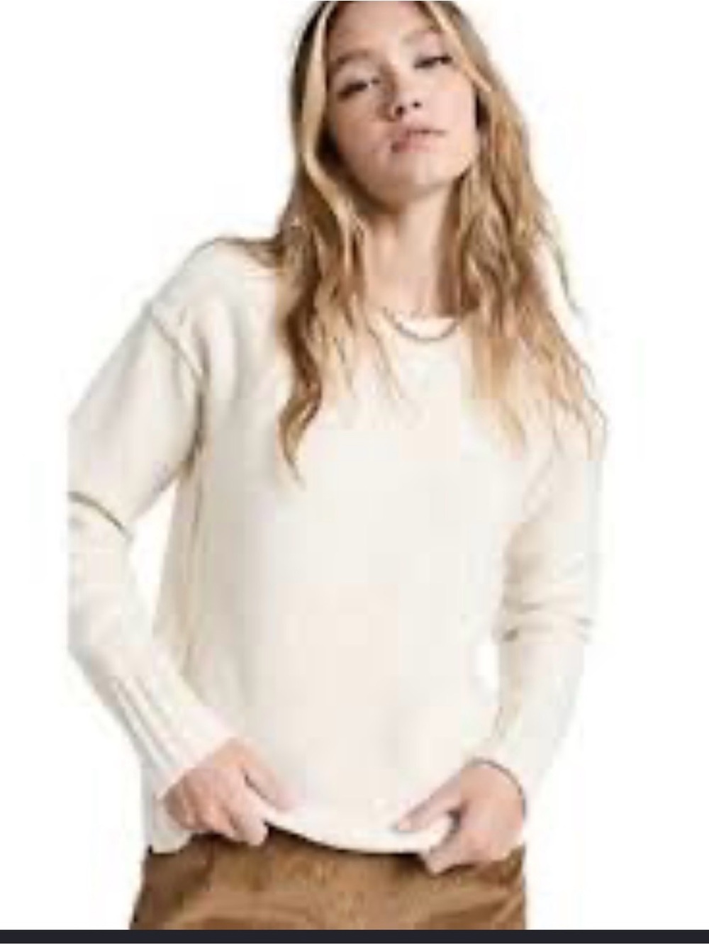 Free People Classic Crewneck Sweater in Cream